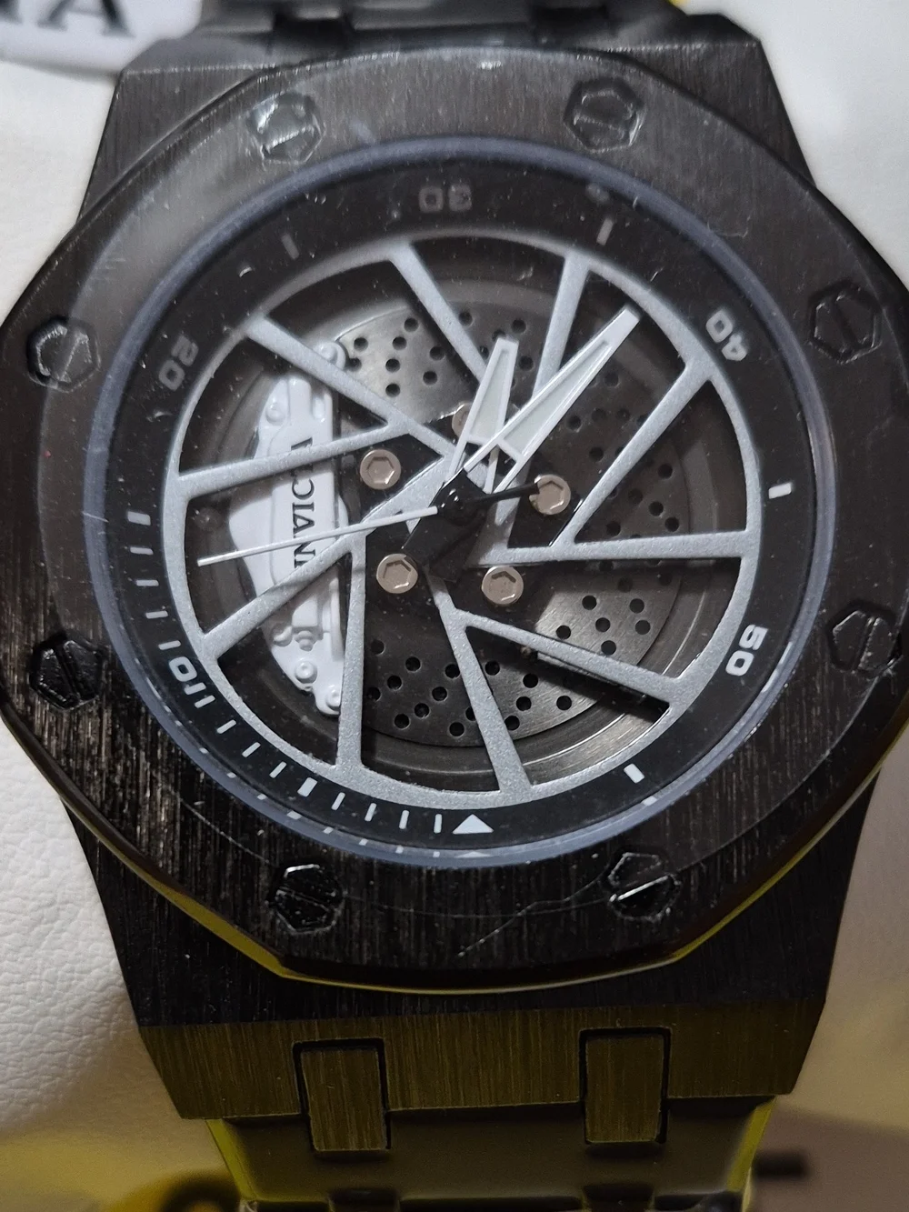 Invicta Speedway Rim Men's Stainless Steel Skeleton Dial Watch